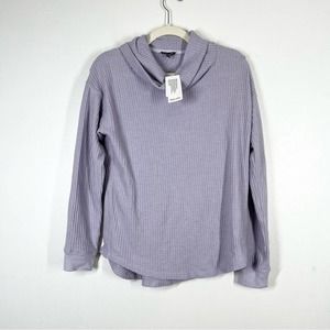 SPLEDID NWT Waffle Knit Thermal Cowl Neck Sweater Lavender Purple Lilac Small